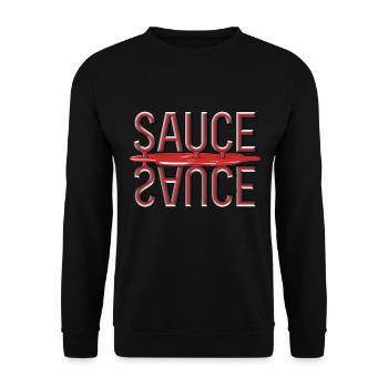 Sauce Spiegelbild Schriftzug Kunst - Unisex Pullover - Schwarz - Vorne - Alina (178cm) & Michal (187cm)