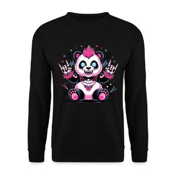 Punk Panda rocks the stage with energy and style - Unisex Sweatshirt - black - Front - Alina (178cm) & Michal (187cm)