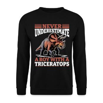 Dinosaur Triceratops Prehistoric - Unisex Pullover - Schwarz - Vorne - Alina (178cm) & Michal (187cm)