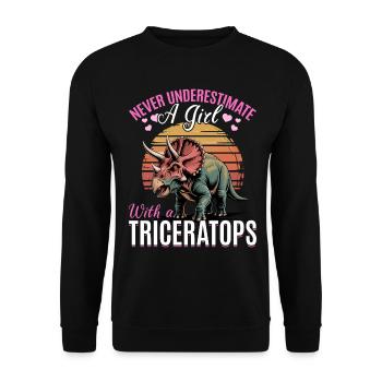 Dinosaur Triceratops Prehistoric - Unisex Pullover - Schwarz - Vorne - Alina (178cm) & Michal (187cm)