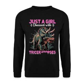 Dinosaur Triceratops Prehistoric - Unisex Sweatshirt - black - Front - Alina (178cm) & Michal (187cm)