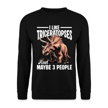 Dinosaur Triceratops Prehistoric - Unisex Pullover - Schwarz - Vorne - Alina (178cm) & Michal (187cm)