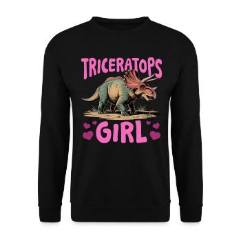 Dinosaur Triceratops Prehistoric - Unisex Pullover - Schwarz - Vorne - Alina (178cm) & Michal (187cm)