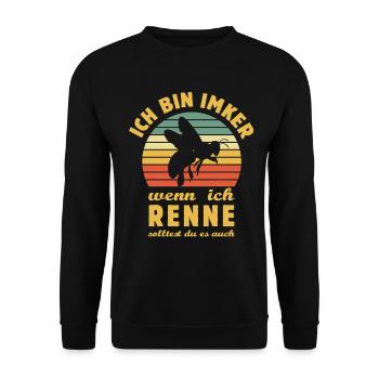 Ich bin Imker wenn ich renne solltest du es auch - Unisex Pullover - Schwarz - Vorne - Alina (178cm) & Michal (187cm)