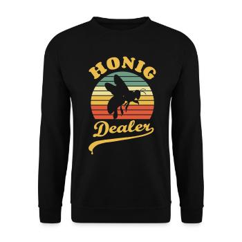 Honig Dealer - Imker, Biene, Bienenzucht - Unisex Pullover - Schwarz - Vorne - Alina (178cm) & Michal (187cm)