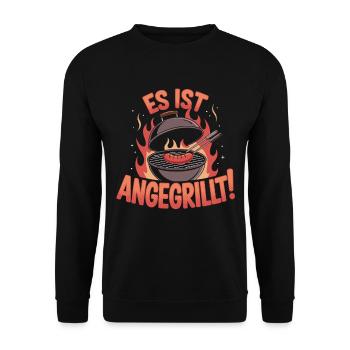 Es Ist Angegrillt BBQ Spaß Grillen Feuer - Unisex Pullover - Schwarz - Vorne - Alina (178cm) & Michal (187cm)