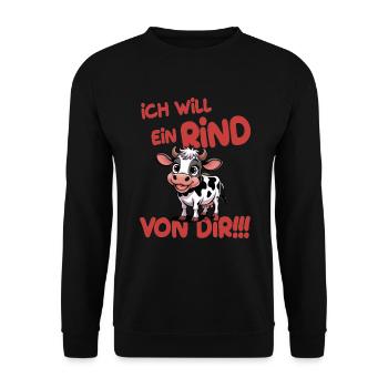 Je veux une vache de toi Griller Humour - Sweat-shirt Unisexe - noir - Devant - Alina (178cm) & Michal (187cm)