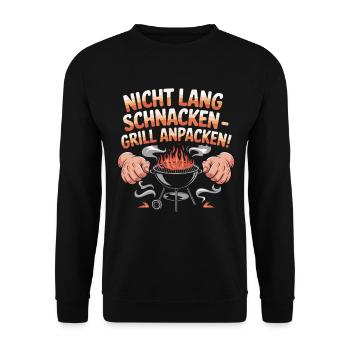 Don't Be Long Barbecue Tackling Barbecue Fun - Unisex Sweatshirt - black - Front - Alina (178cm) & Michal (187cm)
