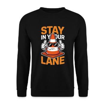 Stay In Your Lane Traffic Cone Humor - Unisex Sweatshirt - black - Front - Alina (178cm) & Michal (187cm)