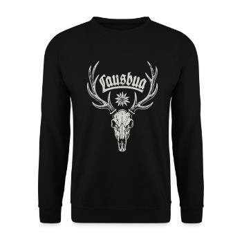 Lausbua Hirsch - Festzelt, Bier und Gaudi - Unisex Pullover - Schwarz - Vorne - Alina (178cm) & Michal (187cm)