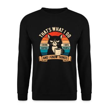 Je bois du café, je déteste les gens et je sais des choses - Sweat-shirt Unisexe - noir - Devant - Alina (178cm) & Michal (187cm)