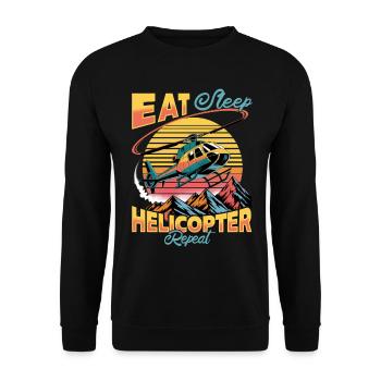 Helicopter funny Pilot - Unisex Pullover - Schwarz - Vorne - Alina (178cm) & Michal (187cm)