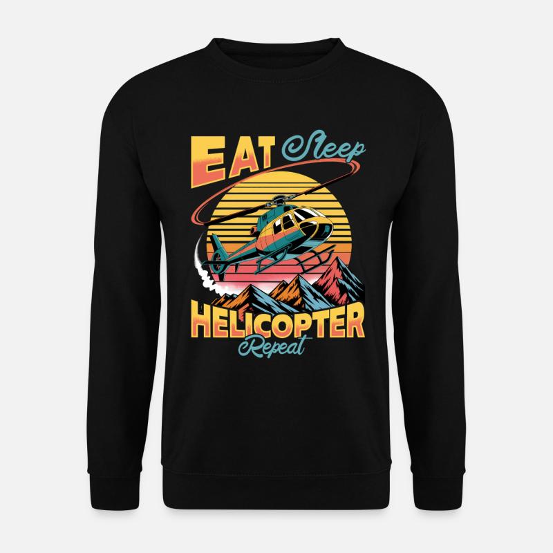 Helicopter funny Pilot - Unisex Pullover - Schwarz
