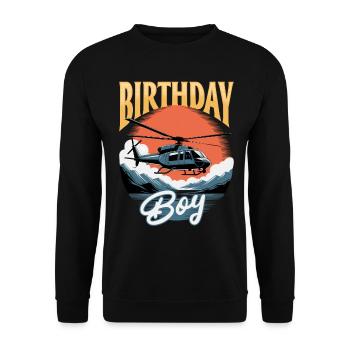 Helicopter funny Pilot - Unisex Pullover - Schwarz - Vorne - Alina (178cm) & Michal (187cm)