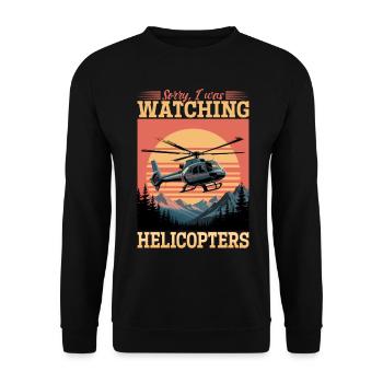 Helicopter funny Pilot - Unisex Pullover - Schwarz - Vorne - Alina (178cm) & Michal (187cm)