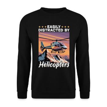 Helicopter funny Pilot - Unisex Pullover - Schwarz - Vorne - Alina (178cm) & Michal (187cm)
