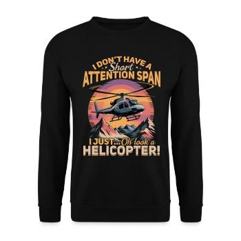 Helicopter funny Pilot - Unisex Pullover - Schwarz - Vorne - Alina (178cm) & Michal (187cm)
