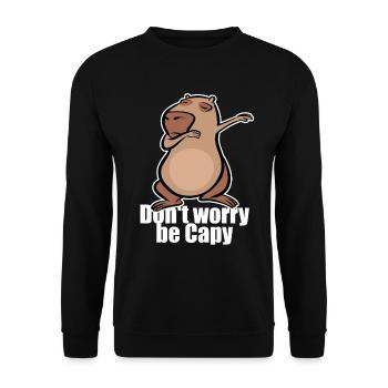 Dabbing Capybara - Don't worry be capy - Unisex Pullover - Schwarz - Vorne - Alina (178cm) & Michal (187cm)
