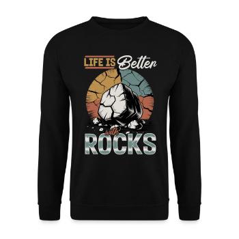 Rocks Geode Hunter Rock Collector Geology - Unisex Sweatshirt - black - Front - Alina (178cm) & Michal (187cm)
