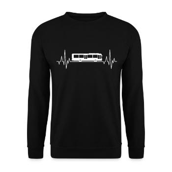 Bus Herzschlag Linienbus EKG Busfahrer - Unisex Pullover - Schwarz - Vorne - Alina (178cm) & Michal (187cm)