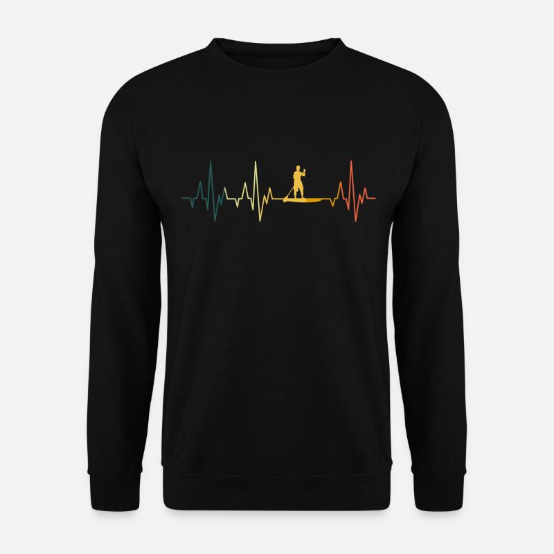 Stand Up Paddling Retro Herzschlag SUP EKG Vintage - Unisex Pullover - Schwarz