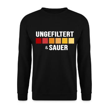 Aquarium-Fisch Aquarianer "ungefiltert und sauer" - Unisex Pullover - Schwarz - Vorne - Alina (178cm) & Michal (187cm)