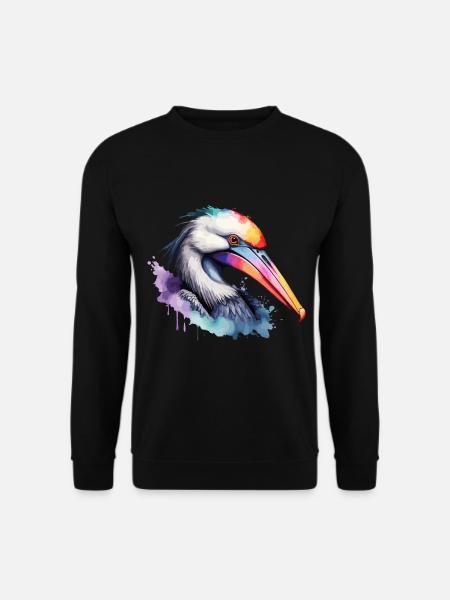 Pelikan Colorful Bird Cool Watercolor - Unisex Sweatshirt - black