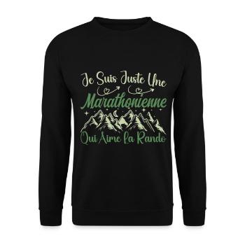 Marathonienne aventurier passionnée de Randonnée - Sweat-shirt Unisexe - noir - Devant - Alina (178cm) & Michal (187cm)