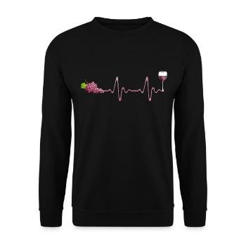 Wein Herzschlag Rotwein Liebhaber Weintrinker - Unisex Pullover - Schwarz - Vorne - Alina (178cm) & Michal (187cm)