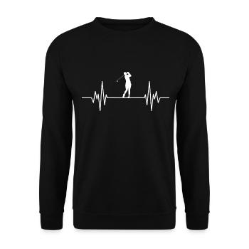 Golf Golfer Herzschlag - Unisex Pullover - Schwarz - Vorne - Alina (178cm) & Michal (187cm)