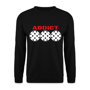 Floorball Unihockey FLOORBALL-addict Floorballer - Unisex Pullover - Schwarz - Vorne - Alina (178cm) & Michal (187cm)