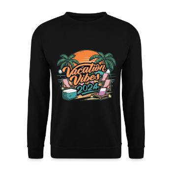 Vacation Vibes 2024 Sunset Palms and Beach - Unisex Pullover - Schwarz - Vorne - Alina (178cm) & Michal (187cm)