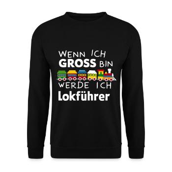 Wenn ich groß bin werde ich Lokführer für einen - Unisex Pullover - Schwarz - Vorne - Alina (178cm) & Michal (187cm)