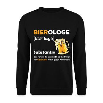 Bierologe kühles Bier Viren Virus lustiger Spruch - Unisex Pullover - Schwarz - Vorne - Alina (178cm) & Michal (187cm)