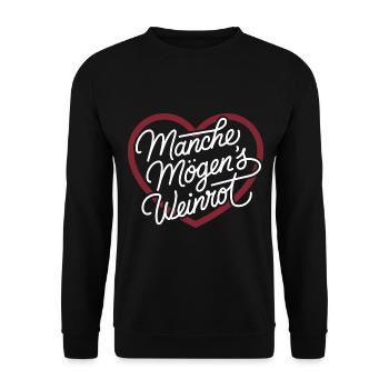 Manche mögens weinrot - Unisex Pullover - Schwarz - Vorne - Alina (178cm) & Michal (187cm)