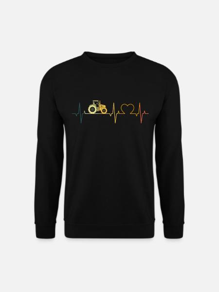 Traktor Herzschlag Landwirt EKG Bauer Retro - Unisex Pullover - Schwarz
