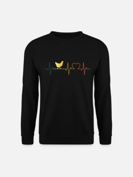 Huhn Herzschlag Hühner EKG Retro - Unisex Pullover - Schwarz