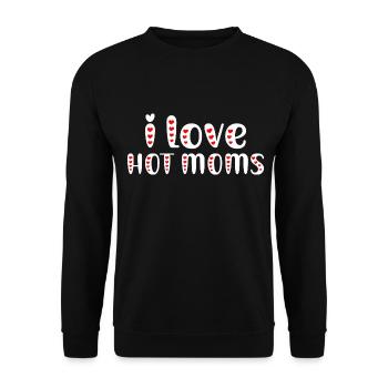 I love hot Moms Heart Hot Moms Funshirt Musthave - Unisex Pullover - Schwarz - Vorne - Alina (178cm) & Michal (187cm)