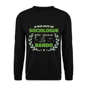 Fier d’être Sociologue et Passionné de la Randonné - Sweat-shirt Unisexe - noir - Devant - Alina (178cm) & Michal (187cm)
