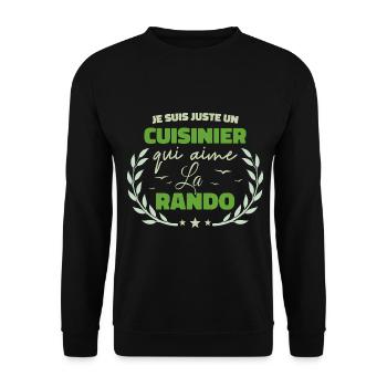 Fier d’être Cuisinier et Passionné de la Randonnée - Sweat-shirt Unisexe - noir - Devant - Alina (178cm) & Michal (187cm)