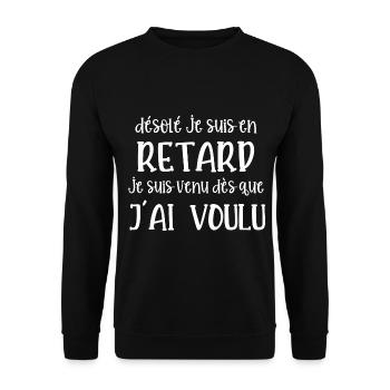 désolé je suis en retard - Sweat-shirt Unisexe - noir - Devant - Alina (178cm) & Michal (187cm)