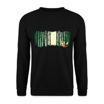 Wald shinrin yoku Waldmeditation "fuchs Waldbaden" - Unisex Pullover - Schwarz - Vorne - Alina (178cm) & Michal (187cm)