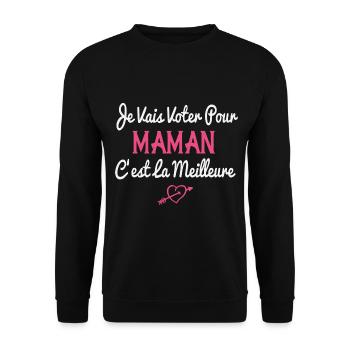 Je Vais Voter Pour Maman Cadeau Rigolo Maman - Sweat-shirt Unisexe - noir - Devant - Alina (178cm) & Michal (187cm)