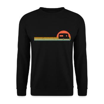 Wohnwagen Retro Camper Vintage - Unisex Pullover - Schwarz - Vorne - Alina (178cm) & Michal (187cm)