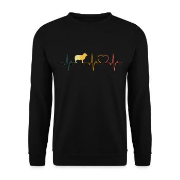 Sheep Heartbeat Retro Sheep Farmer Shepherd - Unisex Sweatshirt - black - Front - Alina (178cm) & Michal (187cm)