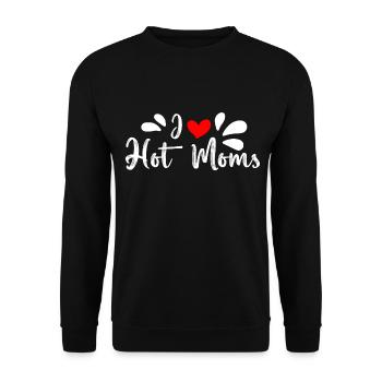 I love hot Moms Heart Hot Moms Funshirt Musthave - Unisex Pullover - Schwarz - Vorne - Alina (178cm) & Michal (187cm)