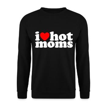 I love hot Moms Heart Hot Moms Funshirt Musthave - Unisex Pullover - Schwarz - Vorne - Alina (178cm) & Michal (187cm)