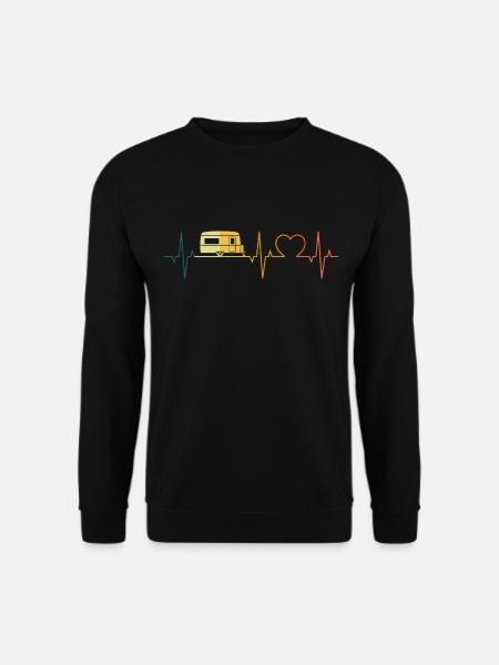 Wohnwagen Herzschlag Retro Camper EKG - Unisex Pullover - Schwarz