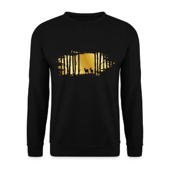 Waldmensch shinrin yoku Waldmeditation Waldläufer - Unisex Pullover - Schwarz - Vorne - Alina (178cm) & Michal (187cm)