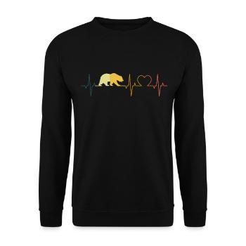 Bear Heartbeat Retro Bear Heart ECG Ours brun - Sweat-shirt Unisexe - noir - Devant - Alina (178cm) & Michal (187cm)